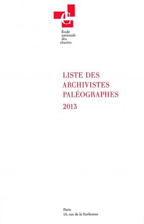 Liste des archivistes paléographes 2013