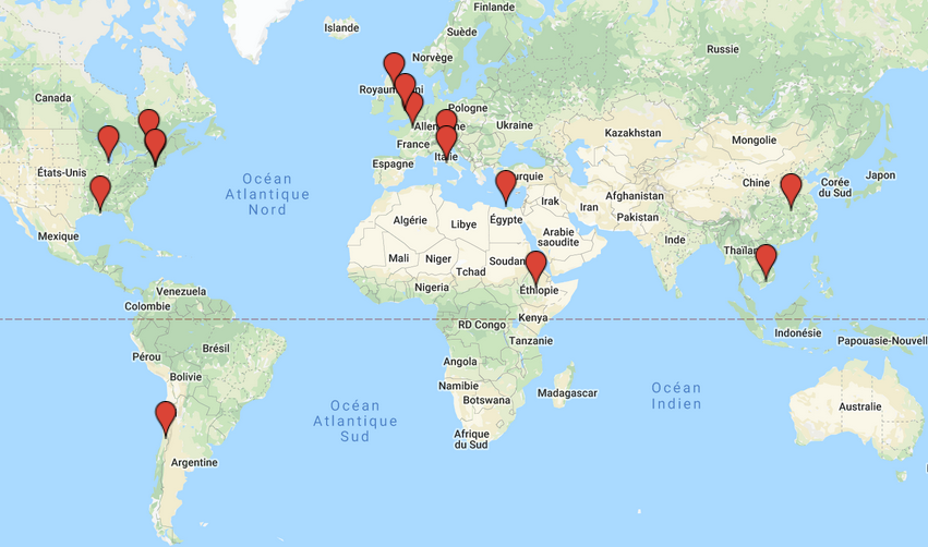 Carte des stages à l’étranger 2019