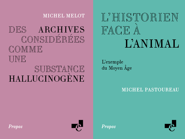 Couvertures des deux premiers ouvrages de la collection Propos, lancée par l’École nationale des chartes - PSL