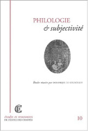 Couverture de « Philologie et subjectivité » © Énc