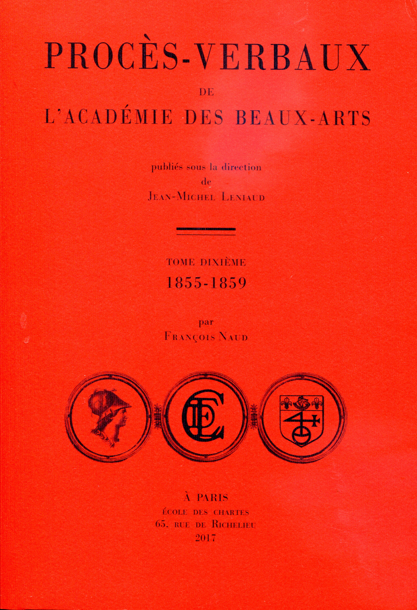 Couverture des Procès-verbaux de l'Académie des beaux-arts : 1855-1859, t.X