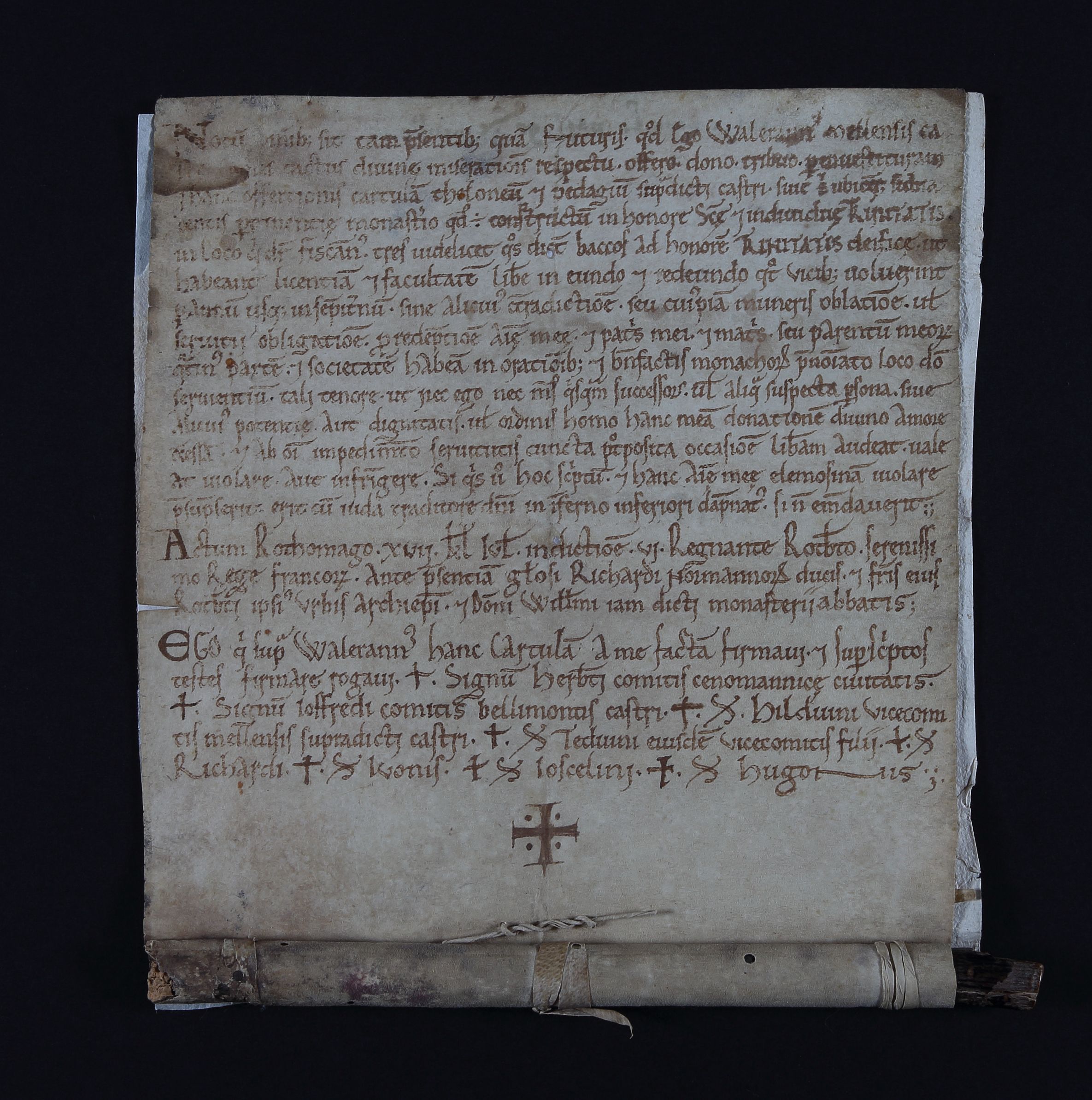 Acte de Waleran, comte de Meulan, de 1023, en faveur de la Trinité de Fécamp, conservé au Palais Bénédictine de Fécamp - n° 5