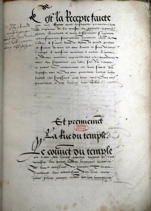 Censier du temple (1540) 