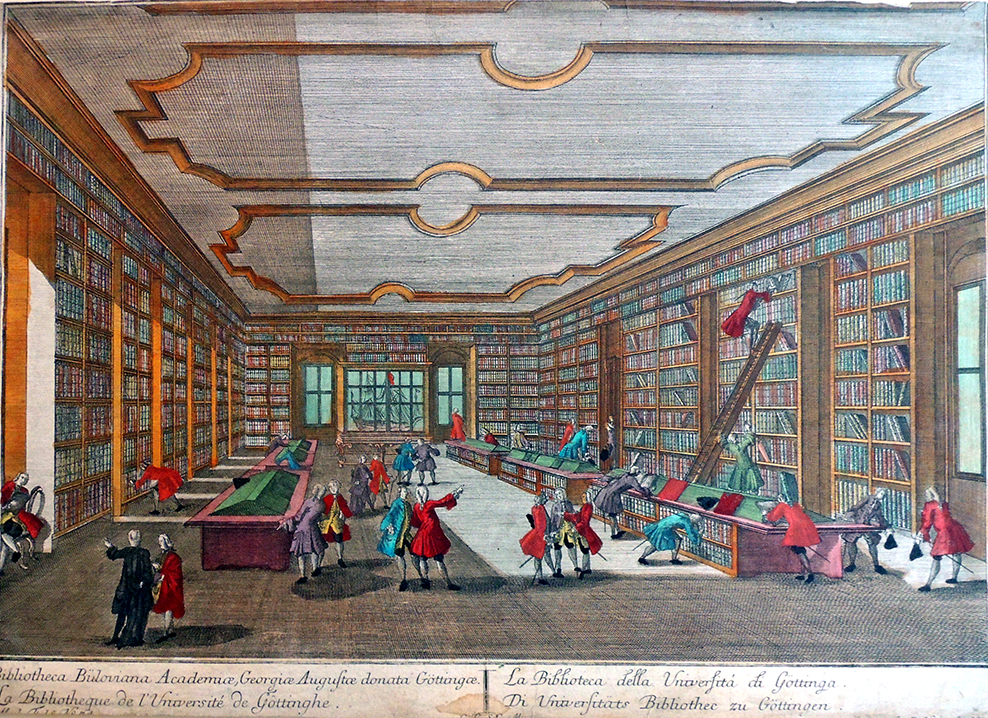 Georg Daniel Heumann (1691-1759), Bibliotheca Büloviana Academiae, Georgiae Augustae donata Göttingae – La Biblioteca della Università di Göttinga – Di Universitäts Bibliothec zu Göttingen [Augsburg: Georg Balthasar Probst, 1760/70]