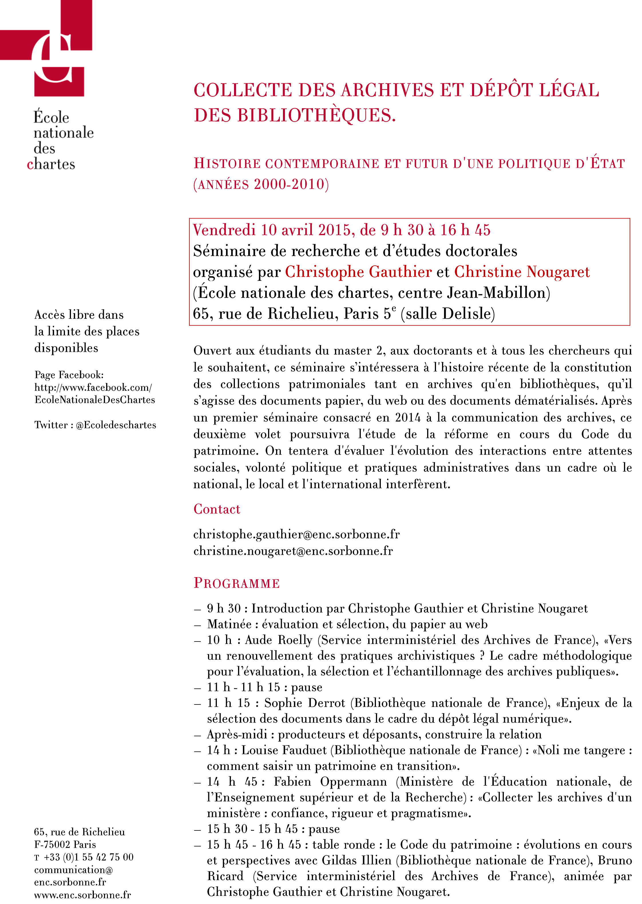 Collecte des archives et dépôt légal des bibliothèques