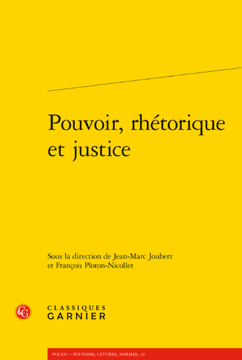 Couverture de Pouvoir, rhétorique et justice