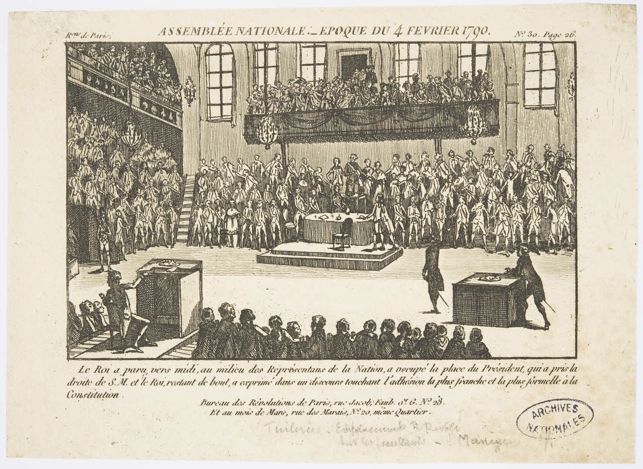 Assemblée nationale (1790), gravure : Paris, AN, AE/II/3878