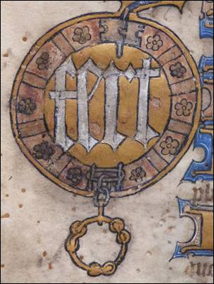 Détail d’une copie des statuts de l’ordre du Collier, Archivio di Stato, Turin, mazzo I/4, 6<sup>e</sup> pièce, début XVᵉ siècle
