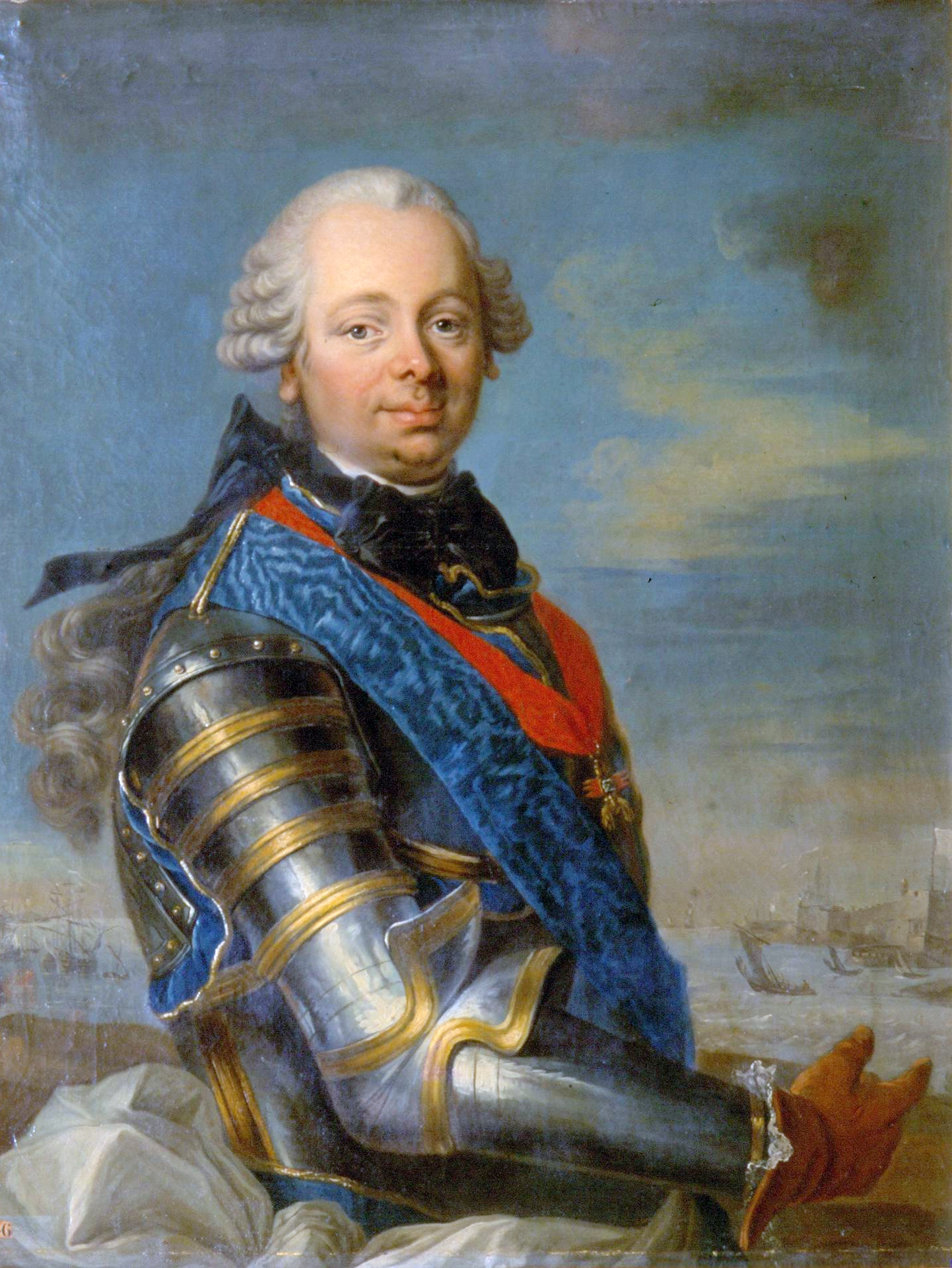 Portrait en buste d'Etienne-François, duc de Choiseul en cuirasse, portant le cordon bleu, Louis-Michel van Loo (entre 1750 et 1800)