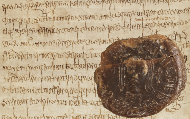 Sceau de Childebert III (K 3, n° 14) et jugement de Childebert III du 23 décembre 694 (K 3, n° 9)