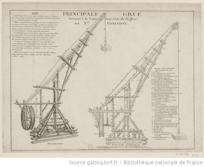 Principale grue servant à la construction de l'église de Sainte Genevieve 