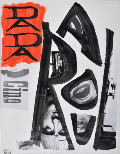 Raoul Hausmann, Dada Raoul, 1951, collage photographique et gouache sur papier, 37,5 x 30 cm 