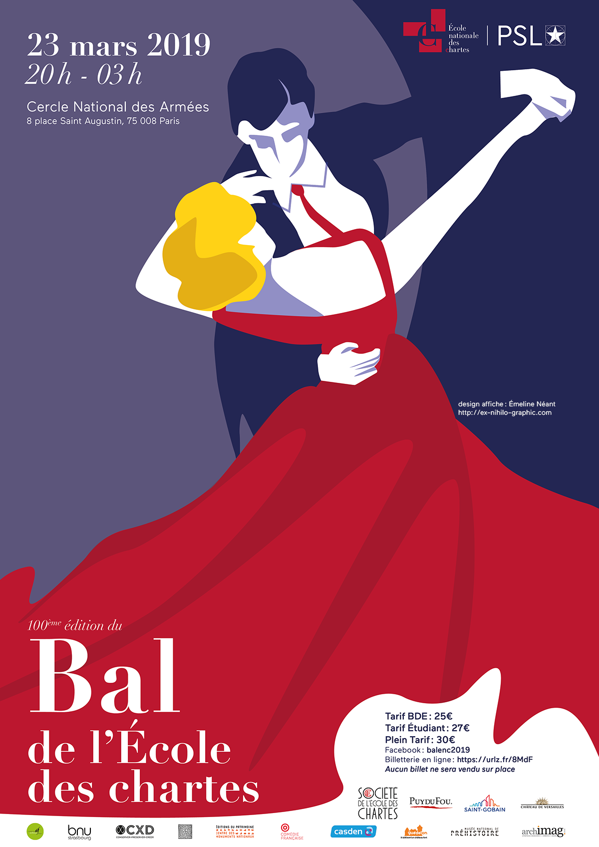 Affiche du bal 2019 de l'École des chartes