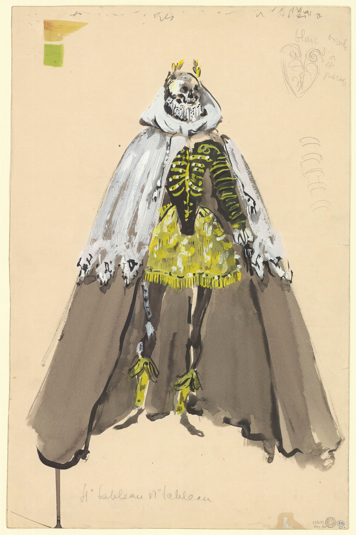 Maquette de costume de Christian Bérard pour Dom Juan ou Le Festin de pierre. Costume de squelette habillé © BnF