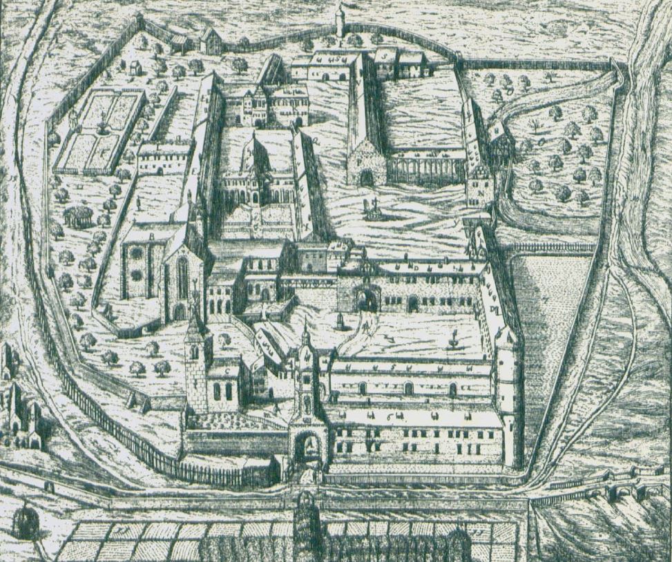 Vue cavalière du monastère de Schöntal (Wurtemberg) en 1686, avant sa transformation au début du XVIIIe siècle