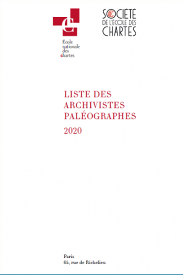 Image décorative : couverture de la "Liste des archivistes paléographes 2020"