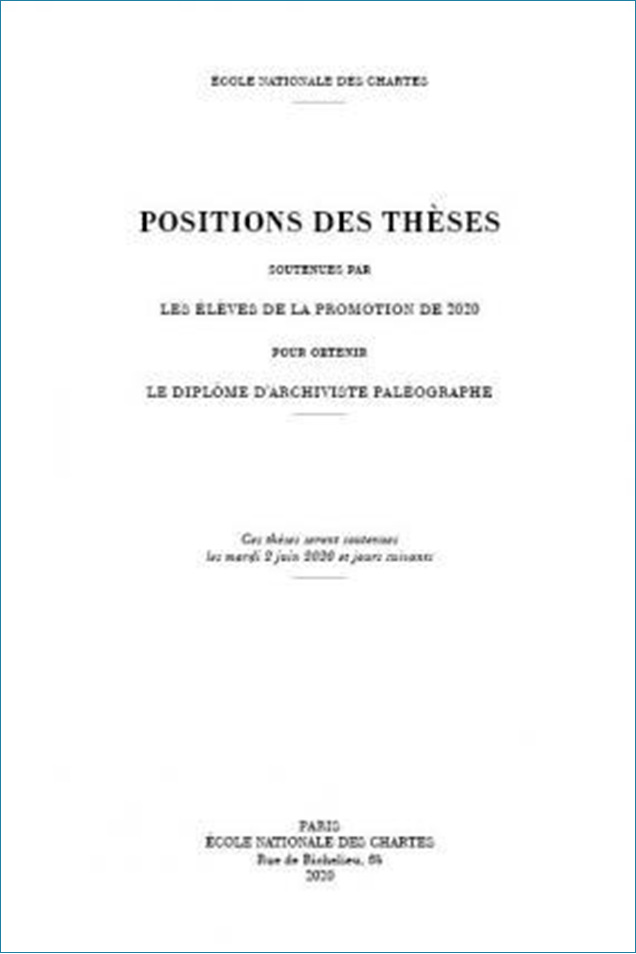 Image décorative : couverture des "Positions des thèses 2020"