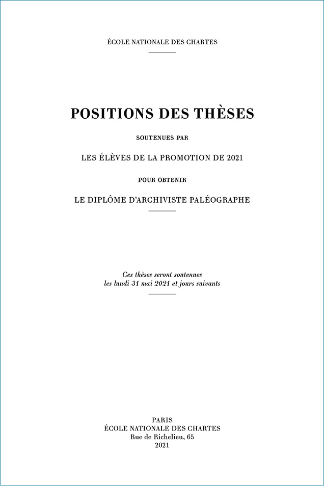 Image décorative : couverture des "Positions des thèses 2021"