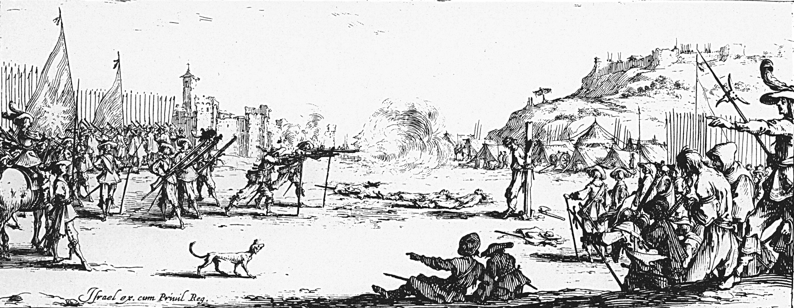 Image décorative : élément de la série de gravures « Les misères et les malheurs de la guerre », dite « Les Grandes Misères de la guerre », 1633, Jacques Callot.