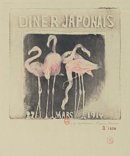 Image décorative : "Trois flamants roses", gypsographie de Pierre Roche, 1914 © BnF, département Estampes et photographie