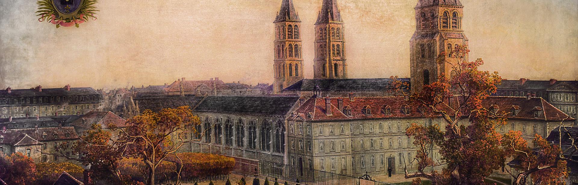 "Ancienne abbaye, Saint-Germain-des-Prés", peinture murale : Louis Dumoulin (1860-1924)