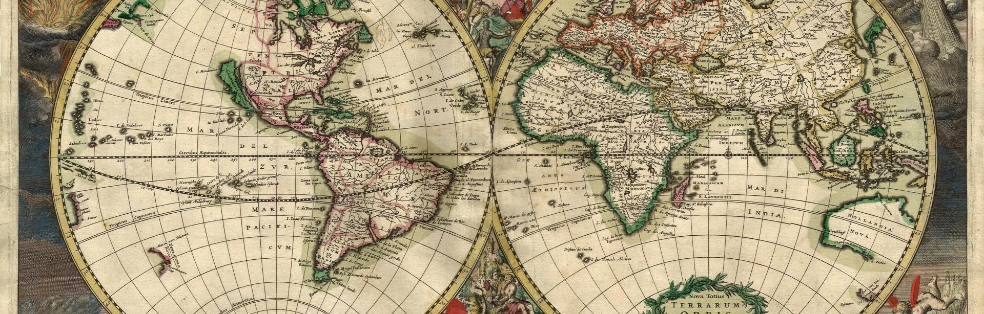 Image décorative : "Nova totius terrarum orbis tabula Amstelodami, ex officina G. a Schagen" (1682, Amsterdam) © Wikipédia