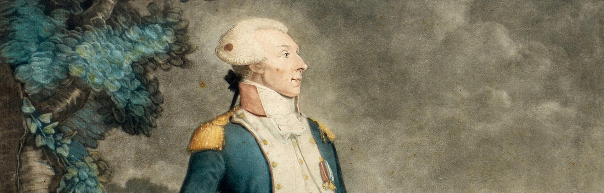 Image décorative : Philibert Louis Debucourt (graveur), Portrait de La Fayette en uniforme de commandant de la Garde nationale (1790). Fondation de Chambrun-Lafayette, FC 15.3.42