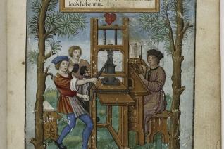 Heures à la louange de la Vierge Marie selon l’usage de Rome, imprimées par Simon de Colines pour Geoffroy Tory, Paris, 1525. Page de titre enluminée attribuée à Étienne Collault