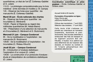 Affiche de l’École d’été : « Le livre médiéval au regard des méthodes quantitatives »