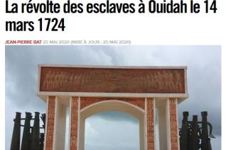 Article « La révolte des esclaves à Ouidah le 14 mars 1724 » (Libération, 25 mai 2020)