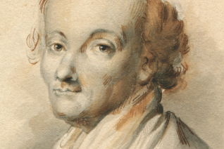 Abbé Rive, dessin au lavis de gris et brun sur papier 