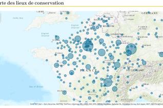 Carte des lieux de conservation - http://beta.biblissima.fr/fr/repomap-locations 