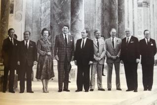 Chefs d'Etat et de gouvernement du G7, au grand Trianon en juin 1982 