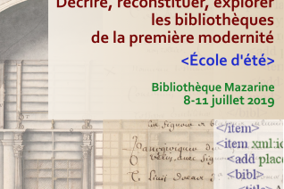 Affiche de l'école d'été « Décrire, reconstituer, explorer les bibliothèques de la première modernité »