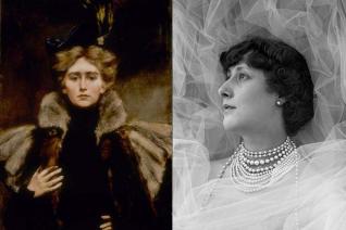 À gauche, Natalie in Fur Cape, huile sur toile d’Alice Pike Barney (1897). À droite, photographie de Liane de Pougy, par l’Atelier de Nadar (1895)