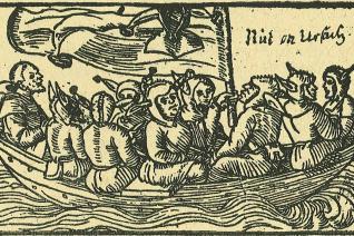 La Stultifera Navis en route pour le Pays des Fous. Gravure sur bois de 1549.