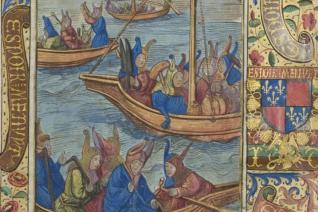 Sébastien Brant, La Nef des fols du monde, traduction de Pierre Rivière, Paris, Geoffroy de Marnef et Johann Philippi, 1497. 2°. Exemplaire enluminé par Vérard et sur parchemin réglé 