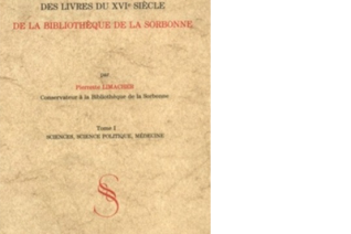 Couverture de l’Inventaire des livres du XVIᵉ siècle de la Bibliothèque de la Sorbonne, par Pierrette Limacher