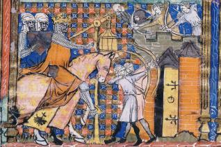 Frontispice du manuscrit du « Roman de Godefroy de Bouillon et de Saladin » 
