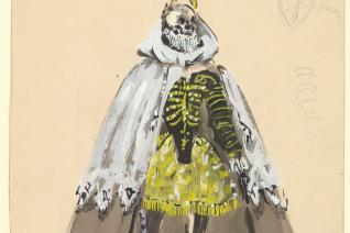 Maquette de costume de Christian Bérard pour Dom Juan ou Le Festin de pierre. Costume de squelette habillé © BnF
