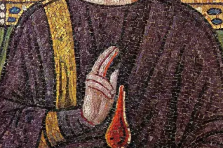 Christ bénissant avec le signe de croix, mosaïque de la basilique Saint-Apollinaire-le-Neuf, Ravenne. - inconnu