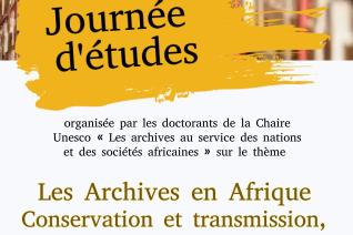 Affiche de la journée « Les Archives en Afrique : conservation et transmission, un réel défi »