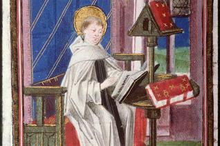 Bernard de Clairvaux lisant contenue dans le manuscrit d'Amiens, Bibl. mun., 200, fol. 163r