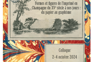 Image décorative : affiche des journées « Formes et figures de l’imprimé en Champagne du XVe siècle à nos jours »