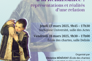 Image décorative : affiche du colloque « Pères et fils à la Renaissance : représentations et réalités d’une relation »