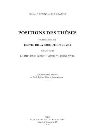 Positions des thèses 2014