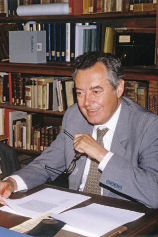 Alain Dufour dans l’ancien Institut d’histoire de la réformation (1996)