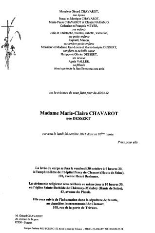 Décès de Marie-Claire Chavarot (prom. 1955)