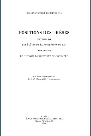 Couverture des Positions des thèses 2024