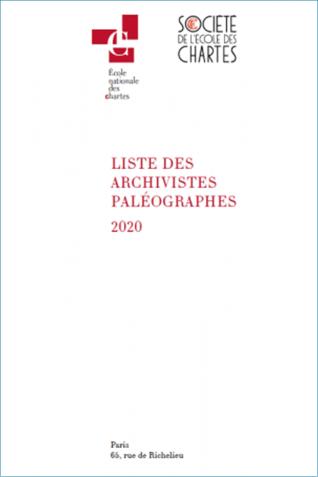 Image décorative : couverture de la "Liste des archivistes paléographes 2020"
